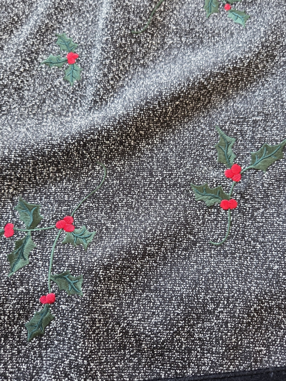 C.J. Banks Holly Berry Embroidered Holiday Vest Plus Size 18W Black Silver Zip